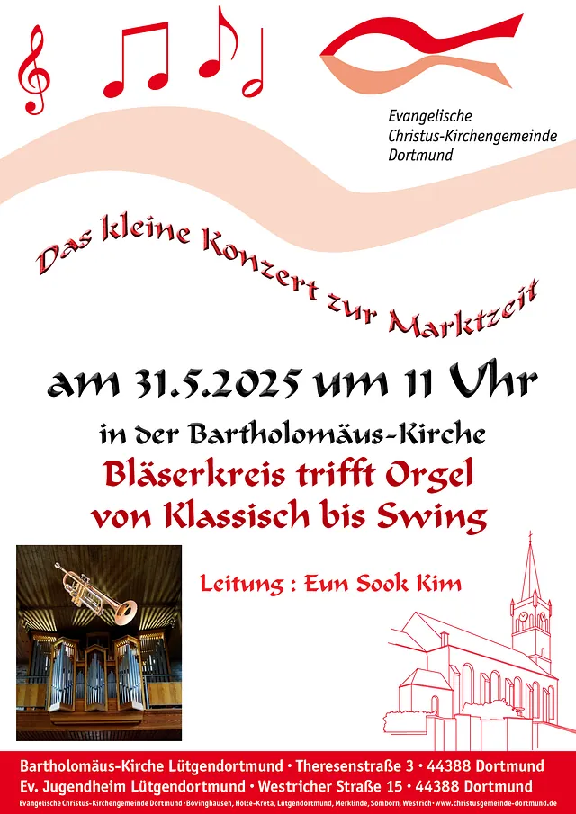 Kleines Konzert zur Marktzeit 31.5.25 Bläserkreis trifft Orgel