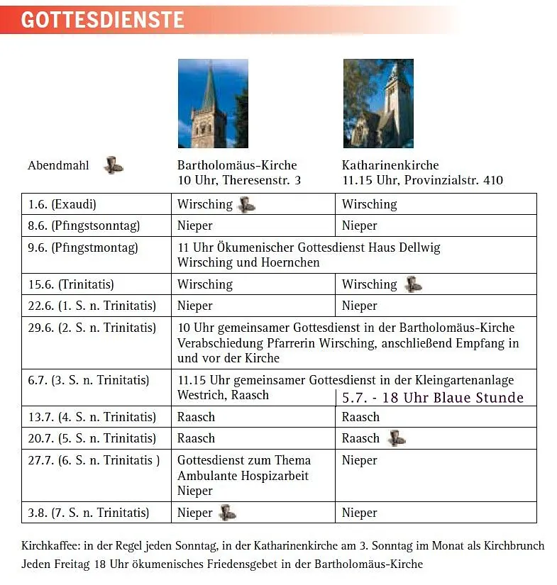 Gottesdienstplan
