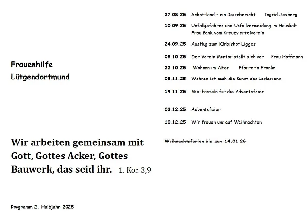 Frauenhilfe Lüdo Programm