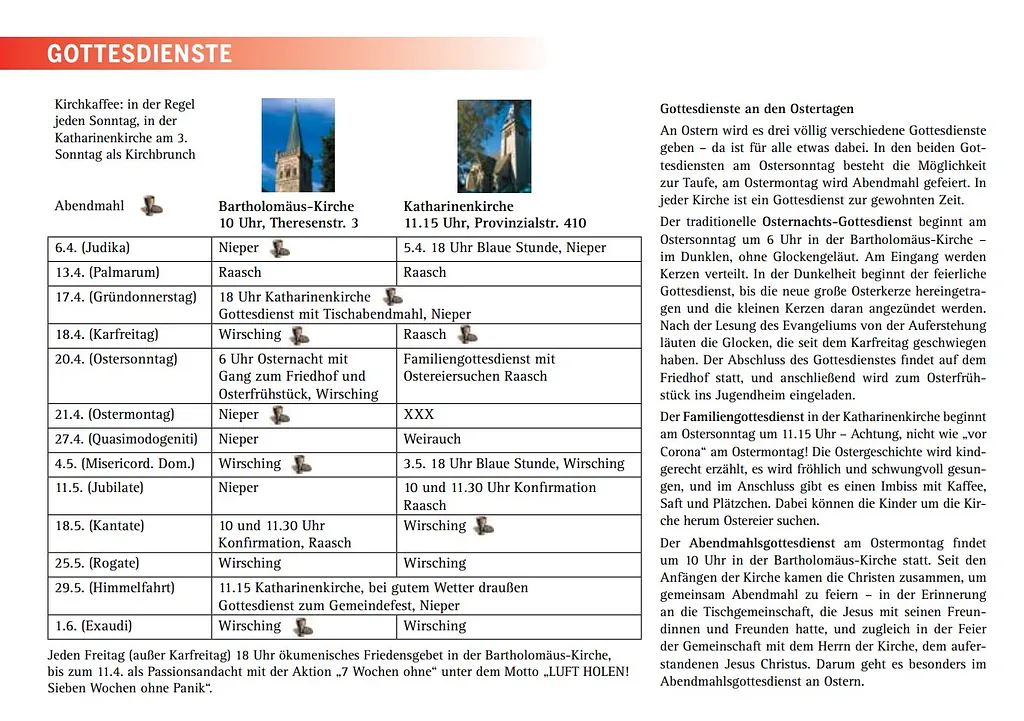 Gottesdienstplan